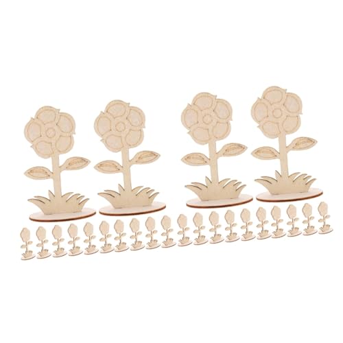 OSALADI 2 Sätze Handbemalte Blumen Blumen- Diy Holzblumen Handgemachte Holzblumen Leeres Holzhandwerk Holzblumen Unvollendet Holzblumen Zum Basteln Blumenausschnitte 12 Stück * 2 von OSALADI