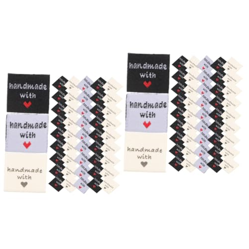 OSALADI 2 Sätze Handmade Kleidung Etiketten Diy Kragen Labels Pastellgelb Weiß Und Schwarz Für Nähprojekte Taschen Und Kreative Dekorationen 150 Stück * 2 von OSALADI