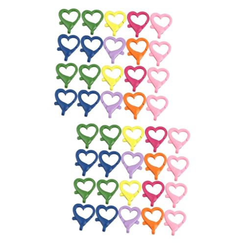 OSALADI 2 Sätze Herzförmige Lobster Clasps Für Diy Schlüsselanhänger Bunte Karabiner Für Schmuckherstellung Und Dekoration 20 Stück * 2 von OSALADI