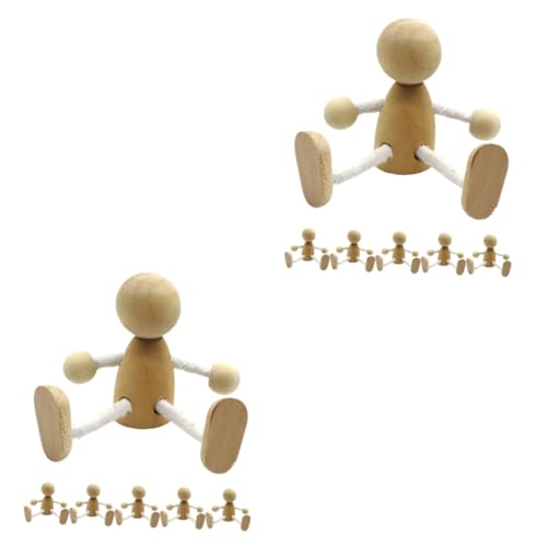 OSALADI 2 Sätze Holz Puppen Mit Beweglichen Armen Und Beinen DIY Blanko Puppen Für Gestaltung Holzfiguren Zur Dekoration Von Schreibtischen 6 Stücke * 2 von OSALADI