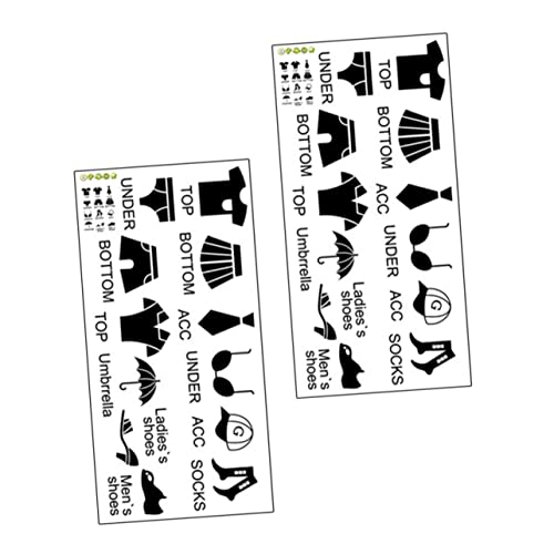 OSALADI 2 Sätze Kleidung Sortieraufkleber Selbstklebende Etiketten für Kleiderschrank Praktische Dekorative Labels zur Organisierung von Kleidung und Schuhen Schwarz Wiederverwendbar von OSALADI
