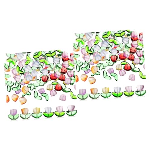 OSALADI 2 Sätze Kristall Glasperlen Für Reiz Schmuck Basteln Blau Regenbogen Halskette Groß Schüttgut Abstandsperlen Ohrring-anhänger Blumen- Tulpe Perlen-kits 80 Stück * 2 von OSALADI