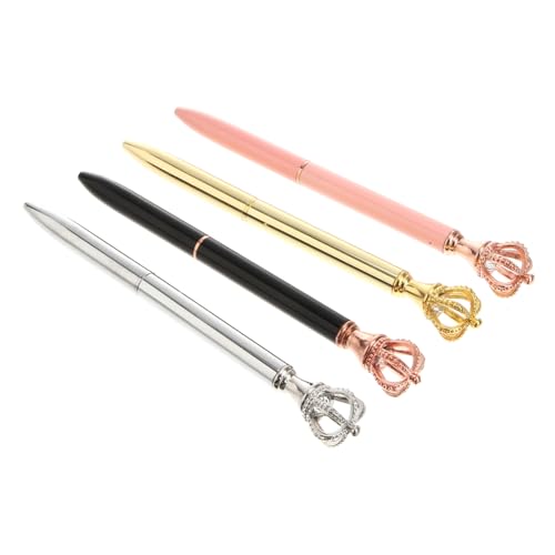 OSALADI 2 Sätze Krone Kugelschreiber Tinte Sign Pen Rosa Kugelschreiber Kreativer Kugelschreiber Metall-kugelschreiber Schulbriefpapier Kugelschreiber Aus Metall Signaturstift 4 Stück * 2 von OSALADI