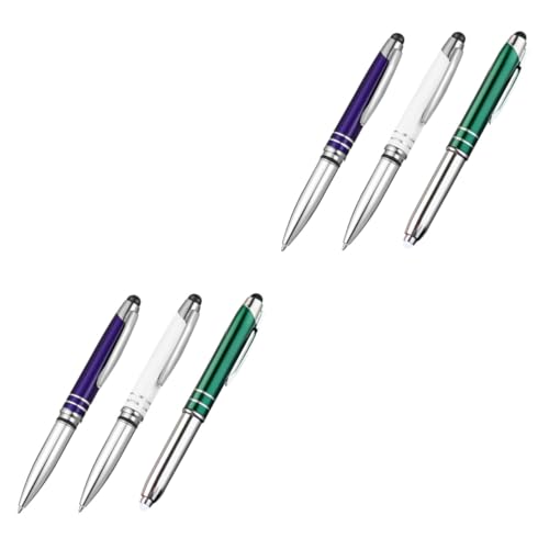OSALADI 2 Sätze Led Taktil Stift Gerät Schwarz Kugelschreiber Drücken Kugelschreiber Schreiben Büromaterial Geschenkt Metall 3 Stücke * 2 von OSALADI