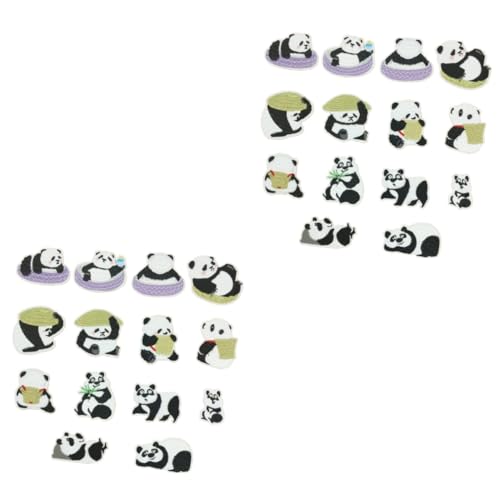OSALADI 2 Sätze Panda Patches Cartoon Stickerei Aufnäher Zum Aufbügeln Für Kleidung Jeans Taschen Diy Dekoration Für Bastelprojekte Sicher Und Langlebig 14 Stücke * 2 von OSALADI