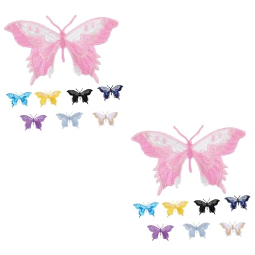 OSALADI 2 Sätze Schmetterlings-stickpatch Stickerei Schmetterlingsflecken Flicken Nähen Hochzeit Dekoration Kleidung Schmetterlings-patch Zum Aufnähen Gestickte Aufnäher Stoff 8 Stück * 2 von OSALADI