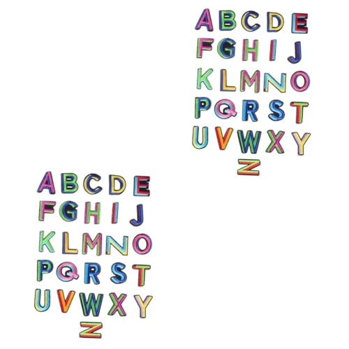 OSALADI 2 Sätze Stoffaufnäher Mit Buchstabenstickerei Löslich Jackenflicken Kursiv Flecken Auflösbar Die Seersucker Cool Briefe Beutel Gestickte Aufnäher Decke Colorful Vlies 26 Stück * 2 von OSALADI