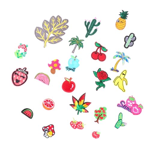 OSALADI 2 Sätze Teiliges Cartoon Pflanzen Und Früchte Applikationen Für Jeans Und Taschen Bunte Patches Zum Aufbügeln Diy Kleidung Und Kreative Bastelprojekte 24 Stück * 2 von OSALADI