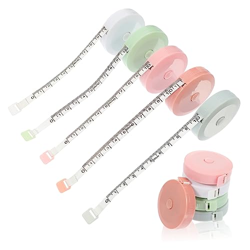 OSALADI 2 Sätze Teiliges Mini Maßband Flexibles Und Einziehbares Maßband Für Stoffe Blau Grün Weiß Und Hellpink Für Nähen Und Körpermaße 5 Stück * 2 von OSALADI