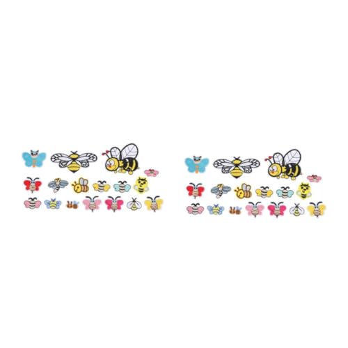 OSALADI 2 Sätze Teiliges Set Niedliche Cartoon Bienen Stickerei Patches Für Kleidung Taschen Hüte Aufbügelbare Applikationen Für Kreative Diy Projekte Und Dekoration 34 Stück * 2 von OSALADI