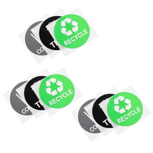 OSALADI 2 Sätze Teiliges Wasserdichte Mülltonnen Aufkleber Zur Abfalltrennung Praktische Sticker Für Recycling Grün Schwarz Mit Selbstklebender Rückseite Für Einfache Anwendung 9 Stück * 2 von OSALADI