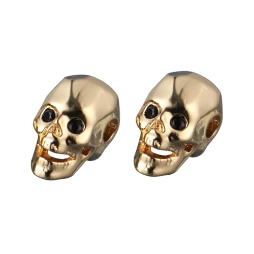 OSALADI 2 Stück Chic DIY Schädelkopf Anhänger Goldfarbene Metallperlen für Schuhe Tasche Gürtel Kleidung Dekoration Punk Rivet Zubehör für Armbänder Schmuckherstellung von OSALADI