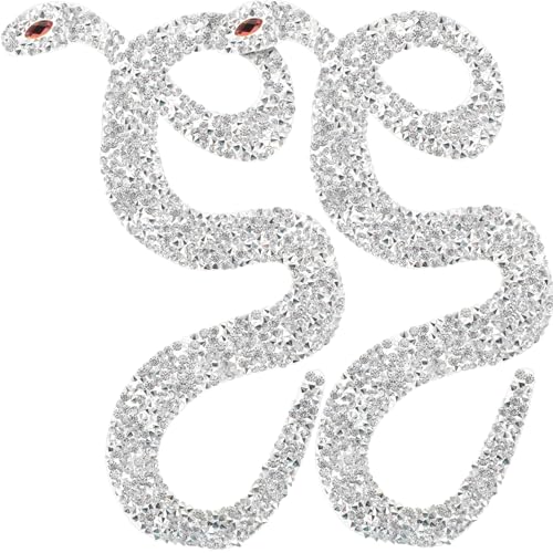 OSALADI 2 Stück Dekorative Patches Stickerei Aufnäher für Kleidung DIY Bügelbilder Glitzernde Schlangen Designs für Taschen Hüte und Mehr Silber von OSALADI
