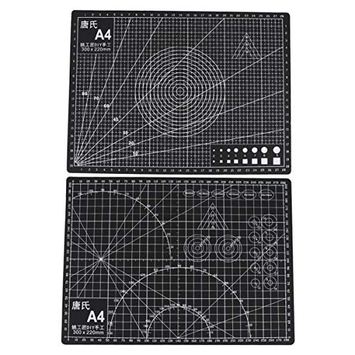 OSALADI 2 Stück Doppelseitige Schneidematte Handgemachte Selbstheilende Rutschfeste Schneideunterlage für Bastelarbeiten Quilting Modellbau und Mehr Schwarz von OSALADI