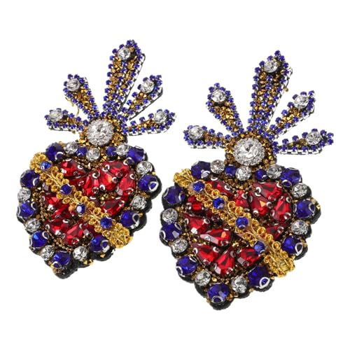 OSALADI 2 Stück Herzförmige Strass Perlen Applikation Handgefertigte Langlebige DIY Patches für Kleidung Glitzernde Einfach Anzubringende Schmuckverzierung von OSALADI