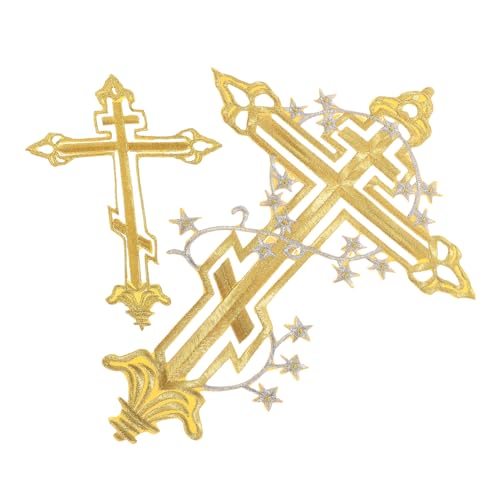 OSALADI 2 Stück Kreuzförmige Aufbügler Goldene Stickerei für Kleidung Hüte und Taschen Dekorative DIY Patches für Jeans Jacken und Mehr Einfach Anzubringen und Vielseitig Einsetzbar von OSALADI