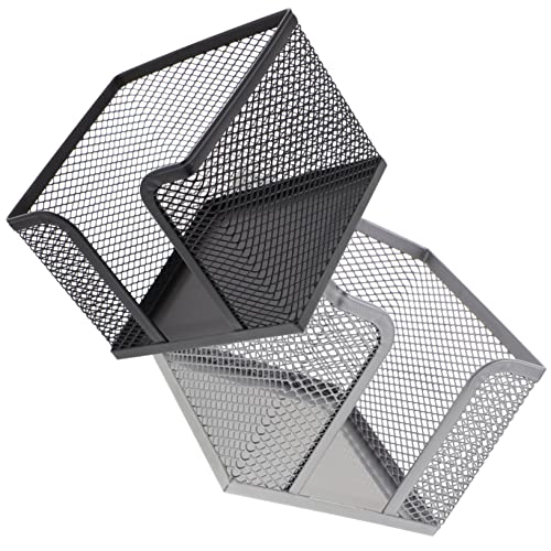 OSALADI 2 Stück Notizblock Halter aus Organizer für Haftnotizen Tisch Notizpapier Behälter für Büro und Schule Silber Schwarz von OSALADI