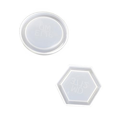OSALADI 2 Stück Silikonform für DIY Platten Sechseckige Runde Gießform für Epoxidharz für Schmuck Aufbewahrung und Handwerk Praktisch Wiederverwendbar von OSALADI