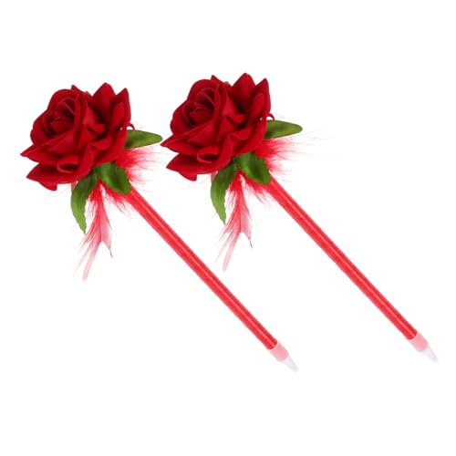 OSALADI 2 Stück Simulierter Blütenrosenstift Ball Blumenstifte Schreiben Schreibwaren Stifte Blumen- Party bevorzugt Stifte Kugelschreiber mit mittlerer Spitze Farbwechselstift Stoff rot von OSALADI