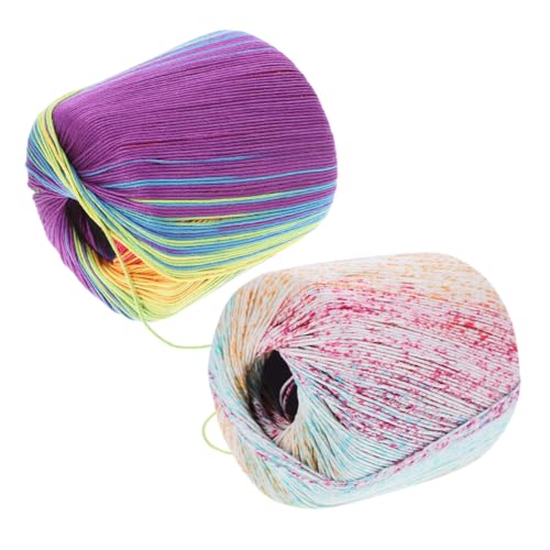 OSALADI 2 Stück Stickgarn, Diy-handstricken, Häkeln, Baumwollgarn, Weiche, Farbige Garne Für Schals, Hüte, Mehrfarbiges Häkelgarn Für Bastelprojekte von OSALADI