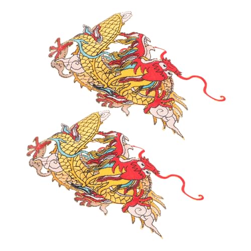 OSALADI 2 Stück Stoff -stickpflege Drachen Nähen Party Hüte Gestickte Aufnäher Applikationen Flicken Für Bekleidung Dekorative Aufnäher Für Kleidung Chenille Flecken Patch von OSALADI