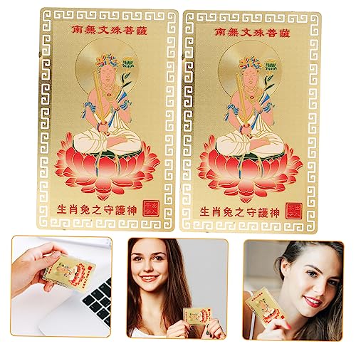 OSALADI 2 Stück Teiliges Chinesisches Frühlingsfest Zodiak Metallornament aus Messing Kompakte Omamori Karten mit Traditionellem Muster Vielseitige Dekoration für Garten Hochzeit Büro von OSALADI