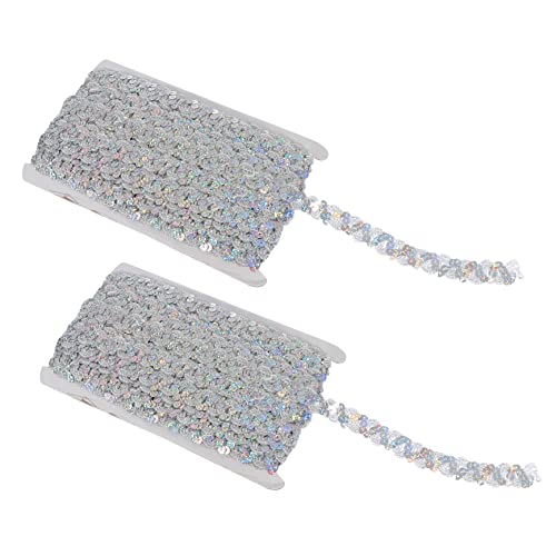 OSALADI 2 Stück Teiliges Glitzer Paillettenband Wellenförmiger Spitzenbesatz für DIY Kleidung und Bastelprojekte Langlebig und Farbenfroh Festlichkeiten und Dekorationen von OSALADI