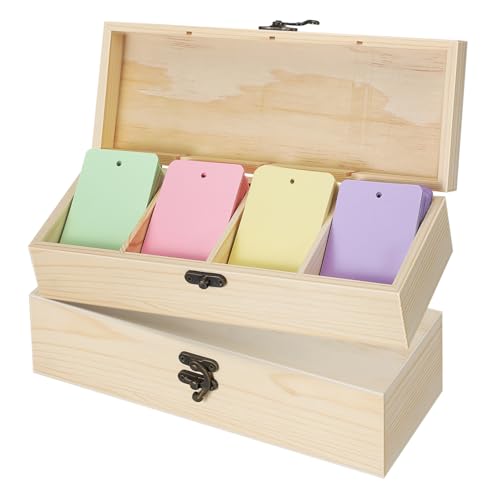 OSALADI 2 Stück Teiliges Holz Organizer mit Fächern Kompakter Kartenhalter für Flash und Visitenkarten Tragbare Aufbewahrungsbox aus Naturholz mit Klappdeckel für Diy und Kleine von OSALADI