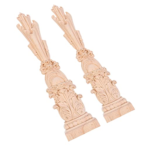 OSALADI 2 Stück Teiliges Roman Säulen Holzornament Geschnitzte Möbelapplikation Cabinetry Säulenverzierung Natürliche Holzdekoration für Schrank und Kamin von OSALADI