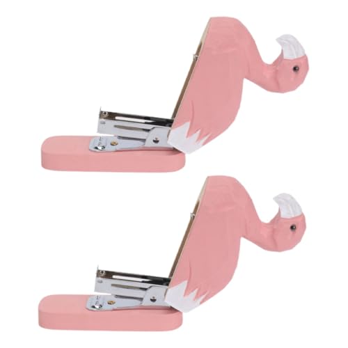 OSALADI 2 Stück Tierhefter aus Holz winzig Schreibtisch kleiner Hefter Mini-Heftgerät-Set Desktop für Pinnwandhefter Mini -Hefter Hefter Klassenzimmer süße Schulsachen Rosa von OSALADI