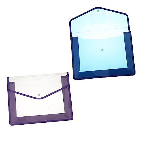 OSALADI 2 Stück Transparenter Dokumentenhalter Multifunktionale Aktenmappe mit Knopfverschluss für Büro und Schule zur Aufbewahrung von Unterlagen und Schreibwaren Zufällige Farbe von OSALADI