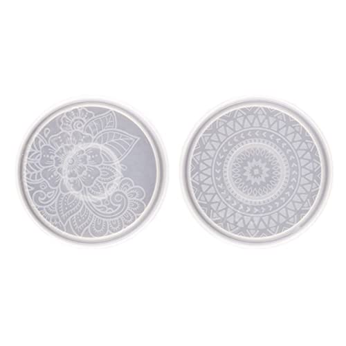 OSALADI 2 Stück Untersetzer Form für DIY Handwerk Mandala Muster Epoxidharz Gießform für Tassenuntersetzer Leicht zu Entformen Reinigen für Kreative Dekorationen von OSALADI
