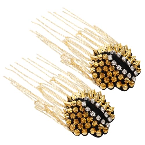 OSALADI 2 Stück Vintage Punk Quasten Schulterklappen Metall Epauletten mit Nieten für Männer und Frauen Auffällige Kettenverzierung Robuste Modeaccessoires für Uniformen und Bühnenoutfits von OSALADI
