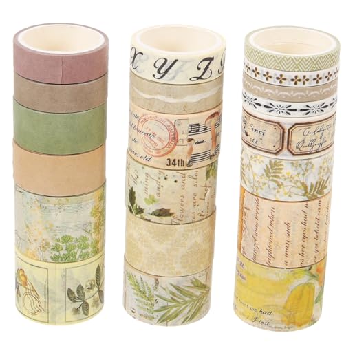 OSALADI 20 Rollen Vintage Washi Tape Set Dekorative Klebebänder für Scrapbooking Handbücher und Tagebücher für Kreative Diy Projekte und Persönliche von OSALADI