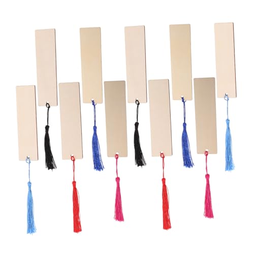 OSALADI 20 Sätze Handgemachte Holz Lesezeichen Blanko Lesezeichen mit Bunten Quasten für Diy Bastelprojekte Kreative Dekoration Geschenkanhänger und Schulbedarf von OSALADI