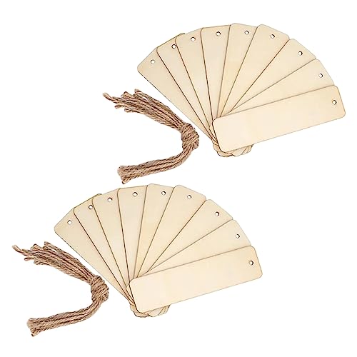 OSALADI 20 Stck. Diy Holz Lesezeichen Unbemalt Rechteckige Leere Lesezeichen mit Löchern für Bastelprojekte für Dekoration und Geschenkanhänger von OSALADI
