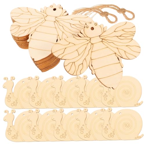 OSALADI 20 Stück DIY Holzornamente Unvollendete Holzschnittmuster Handgefertigte Holzfiguren zum Bemalen für Bastelprojekte und Dekorationen mit Jute Schnur für Partygestaltungen OSALADI 20 Stück DIY Holzornamente Unvollendete Holzschnittmuster Handgefertigte Holzfiguren zum Bemalen für Bastelprojekte und Dekorationen mit Jute Schnur für Partygestaltungen von OSALADI
