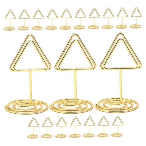 OSALADI 20 Stück Dreieckiger Memohalter Kleiner Schildhalter Weihnachtsplatzkarten Platzkartenhalter Für Den Tisch Buffetetiketten Für Lebensmittel Tabellenzahlen Fotohalter Eisen Golden von OSALADI