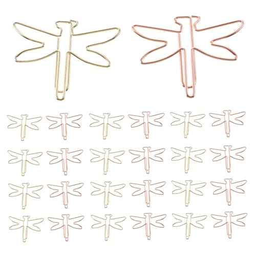 OSALADI 20 Stück Kreative Büroklammern Insektenform Goldene Bienen Roségoldene Libellen Dekorative Clips für Dokumente Notizen und Scrapbooking für Büro und Zuhause von OSALADI