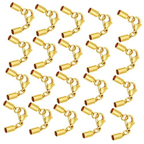 OSALADI 20 Stück Lederband Verschluss Einfacher Krebsscherenverschluss für Schmuck Halskette und Armband Langlebig und Praktisch für DIY Projekte Goldfarbe von OSALADI