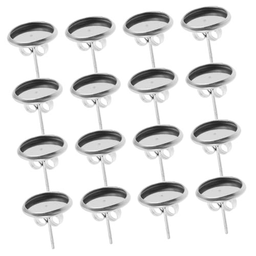 OSALADI 20 Stück Ohrringschweißnadelbecken Wohnung Ohreinfassungsfach Flaches Schmucktablett Ohrstecker Basis Runden Basis Für Die Herstellung Von Ohrringen Metall Silver von OSALADI