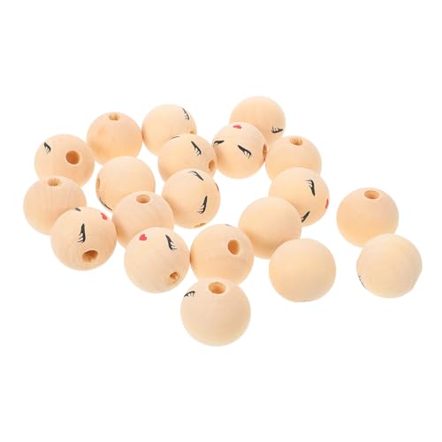 OSALADI 20 Stück Runde Holzperlen-accessoires Klein Herstellung Lose Farbe Runder Machen Runden Gesicht Für Handwerk Basteln Bausatz Lächeln Bastelperle Holzperlen Masse Schüttgüter Beige von OSALADI