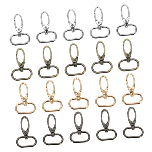 OSALADI 20 Stück Teiliges Handtaschen Karabiner Schnapphaken aus Legierung Drehbare Lobster Claws in Gold Silber Schwarz und Antik Vielseitige Schlüsselanhänger Clips für DIY Schmuck und von OSALADI