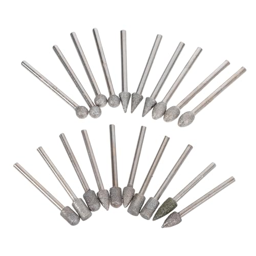 OSALADI 20 Stück Teiliges Schleifkopf-set mit Diamant-schleifaufsätzen Vielseitig für Metall Stein Glas und Präzise Finish Gravurwerkzeuge für Schmuckherstellung und Modellreparatur von OSALADI
