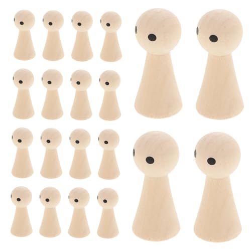 OSALADI 20 Stück Teiliges Unvollendete Holzfiguren zum Bemalen Kleine Handliche Holz puppenkegel aus Sicherem Naturholz für DIY Basteln Kreative Erwachsenendekoration von OSALADI