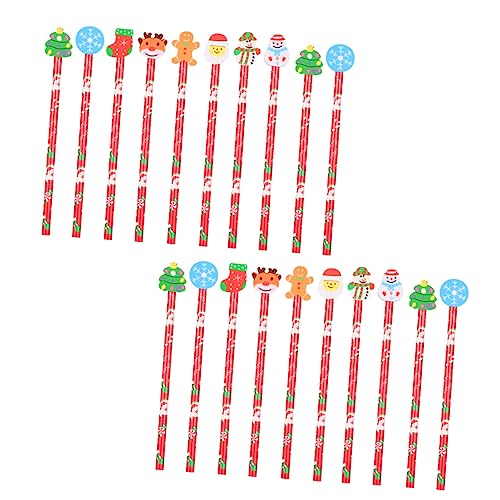 OSALADI 20 Stück Teiliges Weihnachtsbleistiftset mit Radiergummi Bunte Kinderbleistifte für Schule Unterricht und Kreative Aktivitäten von OSALADI