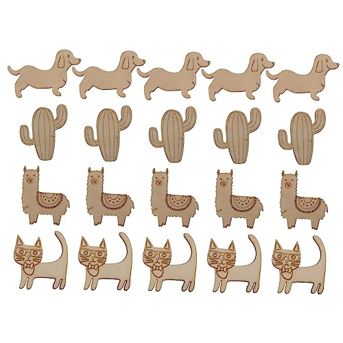 OSALADI 20 Stück Tier Holz Ausschnitte Unlackierte Holzfiguren für Diy Bastelprojekte zum Bemalen und Gestalten von Handwerksdekorationen Designs Katzen Hunde von OSALADI