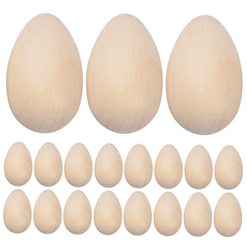 OSALADI 20 Stück bemaltes Holzspielzeug Eier basteln Dekoration farbig für DIY Ostereier Holzeier selber machen kleine Holzeier unbemalte Holzeier dekorative ostereier hölzern von OSALADI