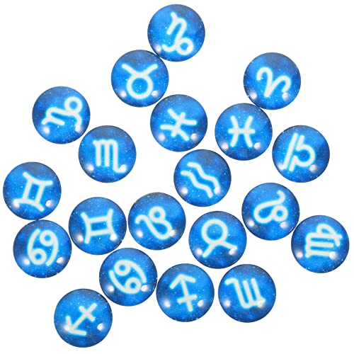 OSALADI 20 Stück schmuck selber machen Tierkreisanhänger für die Schmuckherstellung Edelstein-Patches Sternbild Kuppel mit flacher Rückseite Edelstein-Schmuck-Cabochons Glas Blau von OSALADI