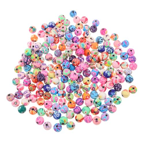 OSALADI 200 Stück Bunte Polymer Clay Perlen Rund Blumen Spacer Beads Leicht Handhabbar für DIY Schmuckherstellung Armbänder Halsketten Kreative Bastelzubehör von OSALADI